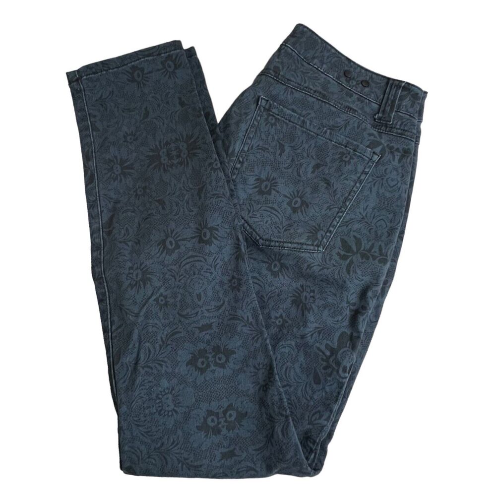 Cabi Womens Mid Rise Bue Floral Curvy Skinny Stretch Jeans Size 10